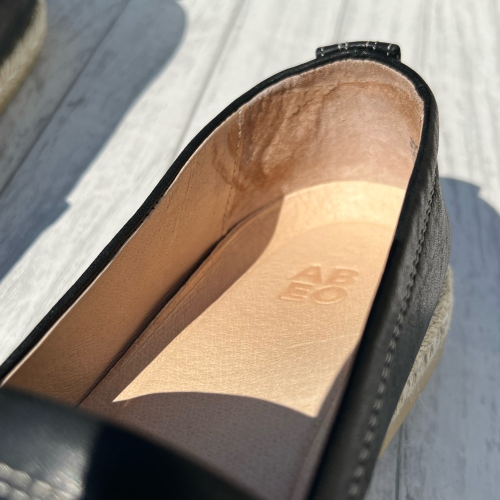 Black Leather Espadrille Slip-On Shoes - Women - Picture 12 of 14